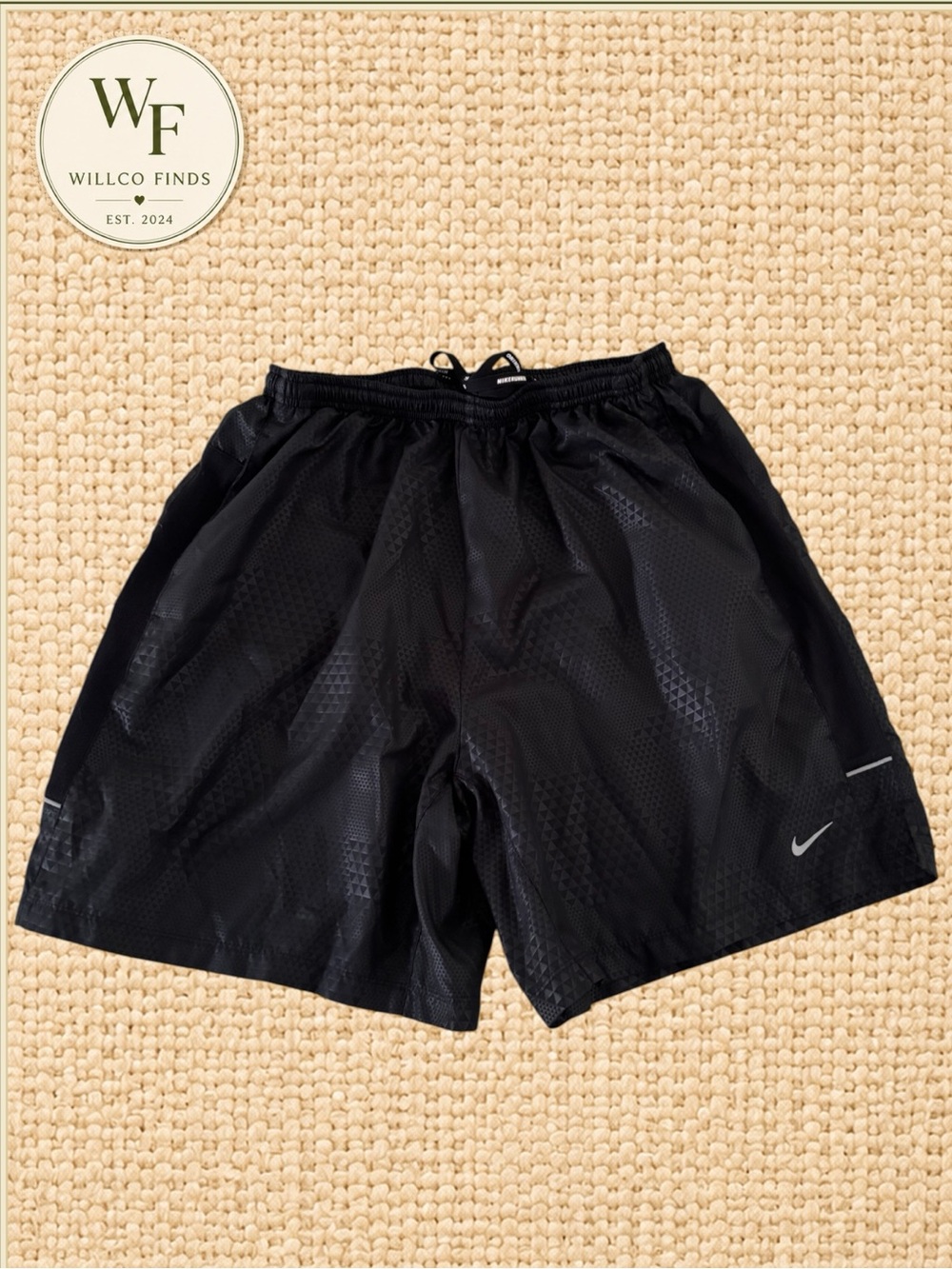 Nike Men’s Dri-FIT Black Running Shorts Geometric Reflective Athletic